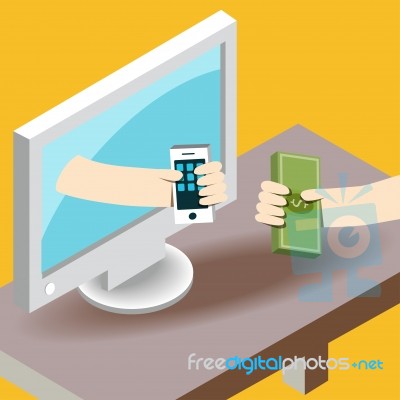 Cell Phone Online Purchasing Stock Image