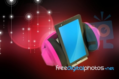 Cell Phone With Headphones Stock Image