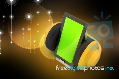 Cell Phone With Headphones Stock Image