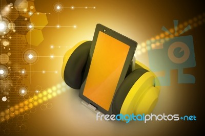 Cell Phone With Headphones Stock Image