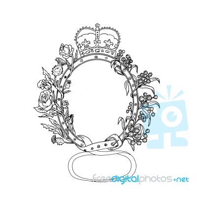 Celtic Belt With Rose And Thistle Drawing Stock Image