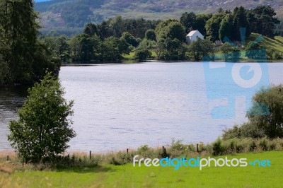 Celtic Church At Loch Alvie Stock Photo