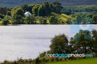 Celtic Church At Loch Alvie Stock Photo