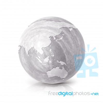 Cement Globe 3d Illustration Asia & Australia Map Stock Photo