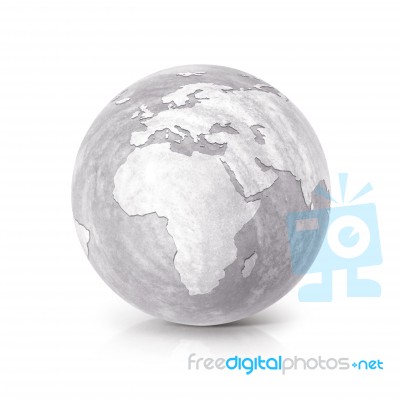 Cement Globe 3d Illustration Europe And Africa Map Stock Photo