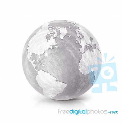 Cement Globe 3d Illustration North And South America Map Stock Photo