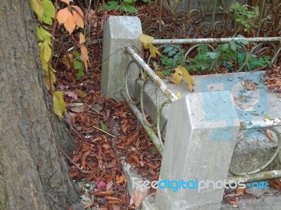 Cemetery Architecture, Monuments, Tombstones And Graves Stock Photo