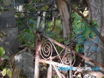 Cemetery Architecture, Monuments, Tombstones And Graves Stock Photo