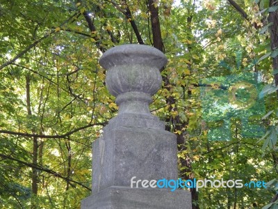 Cemetery Architecture, Monuments, Tombstones And Graves Stock Photo