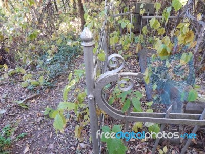 Cemetery Architecture, Monuments, Tombstones And Graves Stock Photo