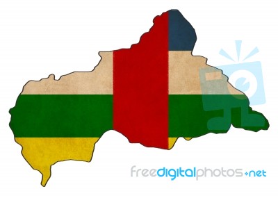 Central African Republic Map On  Flag Drawing ,grunge And Retro Stock Image