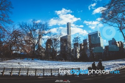 Central Park X Couple, Manhattan, Nyc, Ny Stock Photo