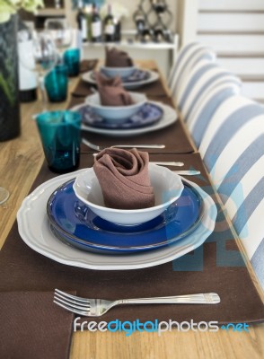 Ceramic Tableware On The Table Stock Photo