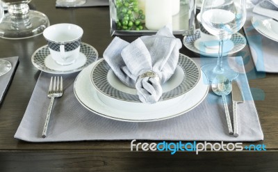 Ceramic Tableware On The Table Stock Photo