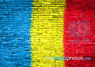 Chad Flag Painted On Wall Stock Photo