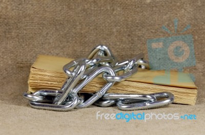 Chain And Book Stock Photo