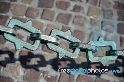 Chain In Market Square Krakow Stock Photo