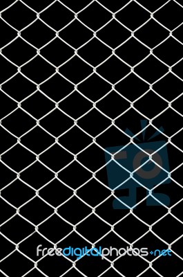 Chain Link Fence Isolated On Black Stock Photo