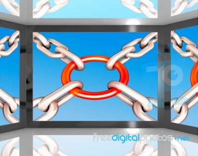 Chains Joint On Screen Shows Unity Stock Image