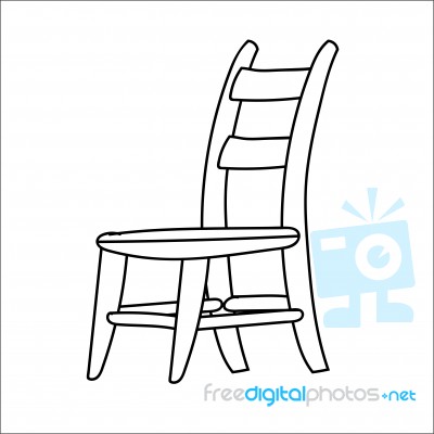 Chair Cartoon - Line Drawn Stock Image