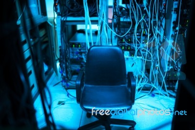 Chair In The Server Room  Stock Photo