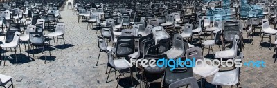 Chairs On The Saint Peter Square After Pope's Speech Stock Photo