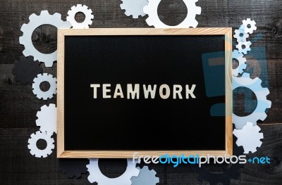 Chalkboard Written With The Words Teamwork Stock Photo