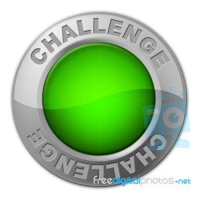 Challenge Button Indicates Overcome Obstacles And Challenges Stock Image