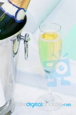 Champagne And Jacuzzi Spa Stock Photo