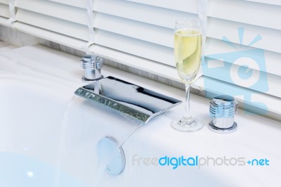 Champagne And Jacuzzi Spa Stock Photo