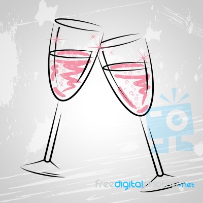 Champagne Glasses Indicates Sparkling Wine And Beverage Stock Image