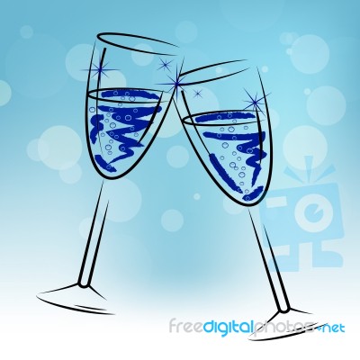 Champagne Glasses Means Beverage Fun And Congratulations Stock Image