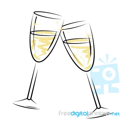 Champagne Glasses Represents Sparkling Wine And Alcohol Stock Image