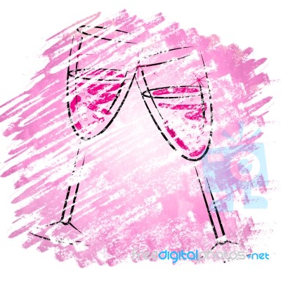 Champagne Glasses Shows Sparkling Alcohol And Wineglasses Stock Image