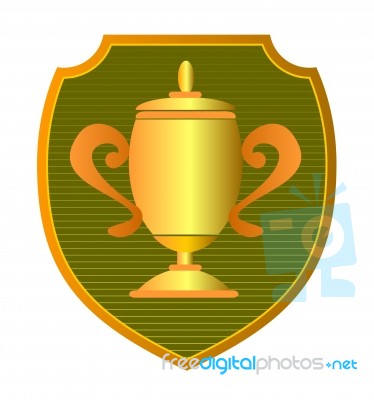 Championship Cup In Shield Stock Image