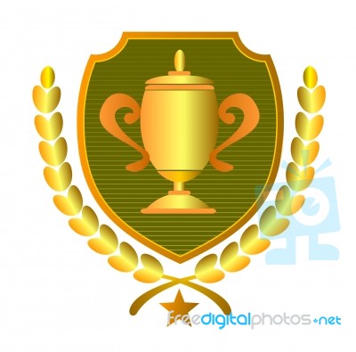 Championship Cup In Shield And Leaves Stock Image