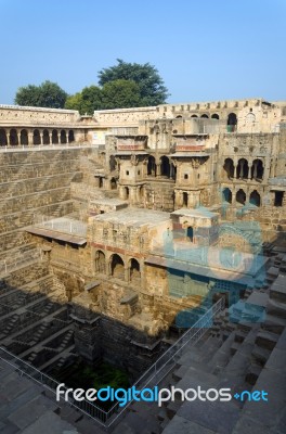 Chand Baori Stepwell In The Village Of Abhaneri Stock Photo