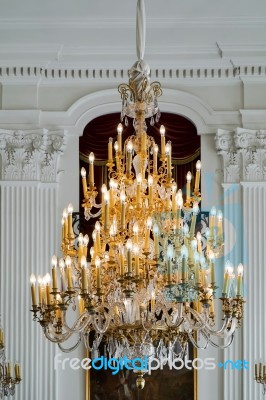 Chandelier At The Wilanow Palace In Warsaw Stock Photo