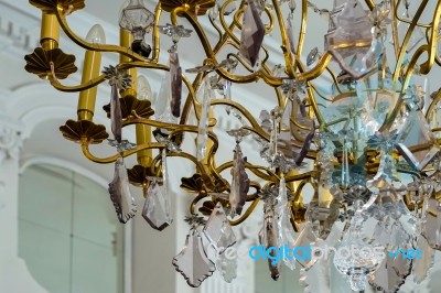 Chandelier At The Wilanow Palace In Warsaw Stock Photo