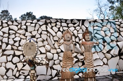 Chandigarh, India - January 4, 2015: Rock Statues At The Rock Ga… Stock Photo