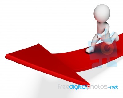 Character Aims Indicates Arrow Sign And Advance 3d Rendering Stock Image