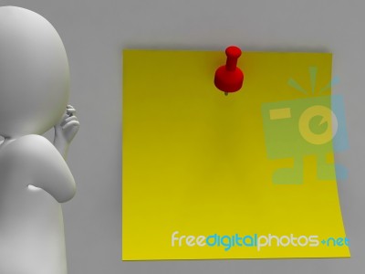 Character And Blank Post It Note Allows Message Stock Image