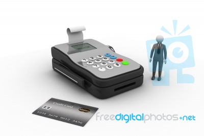 Character And Credit Card Reader Stock Image