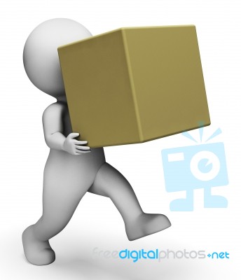 Character Box Represents Delivery Delivering And Products 3d Ren… Stock Image