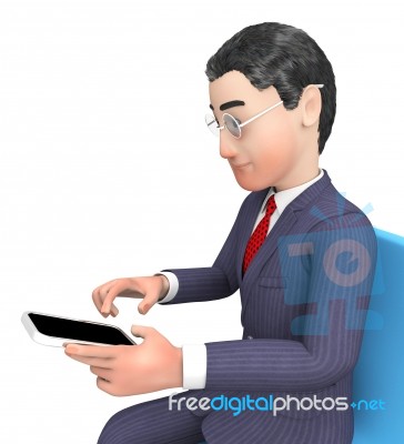 Character Businessman Indicates Entrepreneurial Mobile And Execu… Stock Image