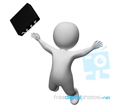 Character Businessman Indicates Falls Down And Entrepreneurs 3d Stock Image