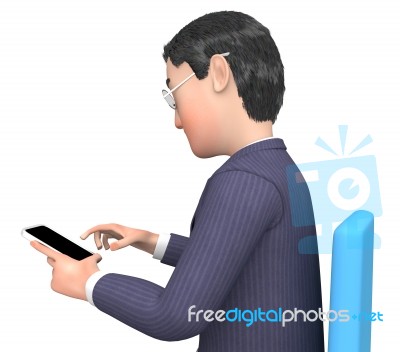 Character Businessman Represents Phone Call And Calling 3d Rende… Stock Image