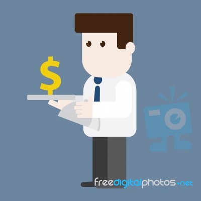 Character Businessman Served Money Stock Image