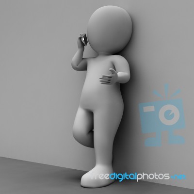 Character Call Means Telephone Illustration And Conversation 3d Stock Image