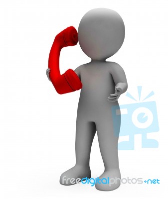 Character Call Represents Contact Talks And Communicating 3d Ren… Stock Image